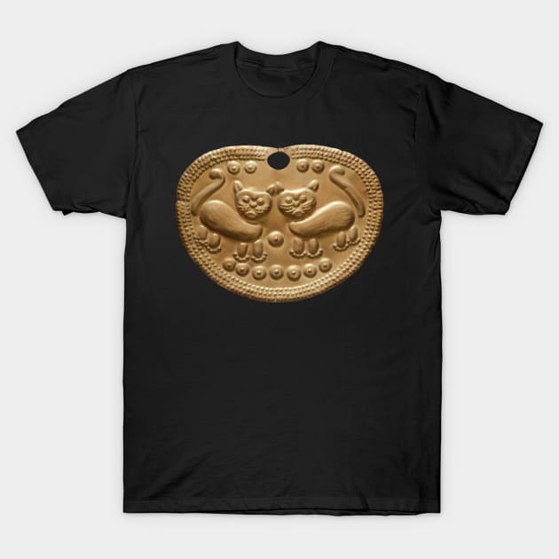 Golden Inca Cats pendant T-Shirt by ArianJacobs